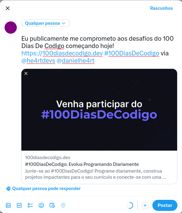 Exemplo no twitter